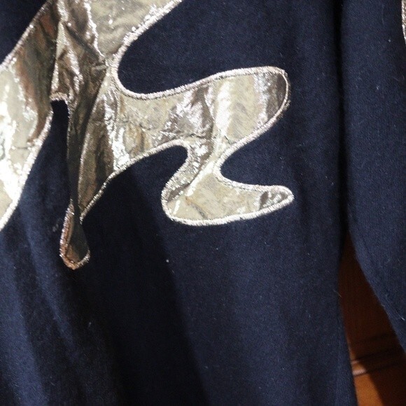 Outlander Vintage Black Metallic Gold Swirl Abstract Wool Angora Sweater - Picture 12 of 15